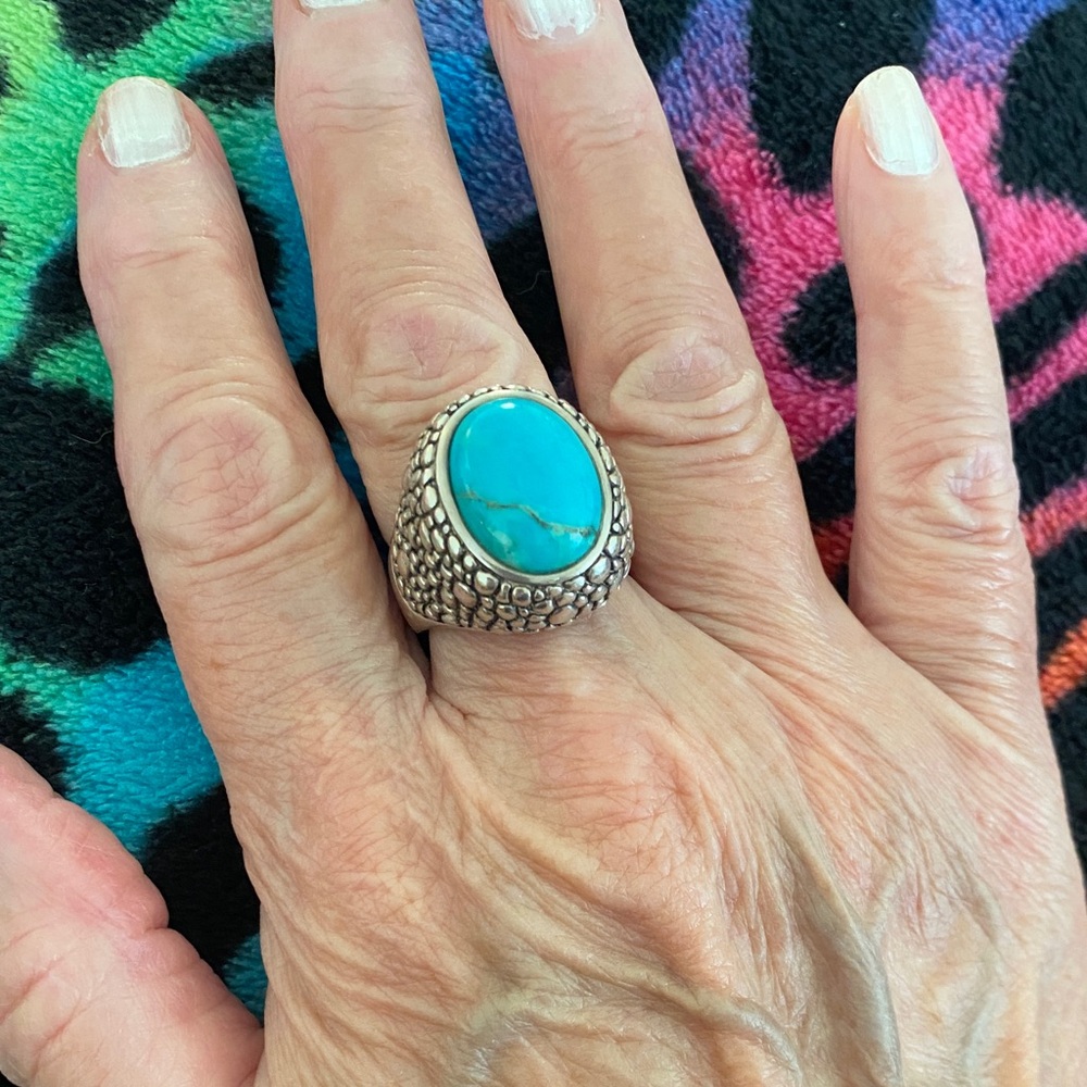 Turquoise Silver Statement Ring - image 1